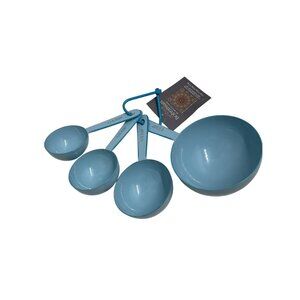 Bohemian 4-Piece Stainless Steel Measuring Cup Set 1 Cup 1/2 1/3 1/4 Blue Finish